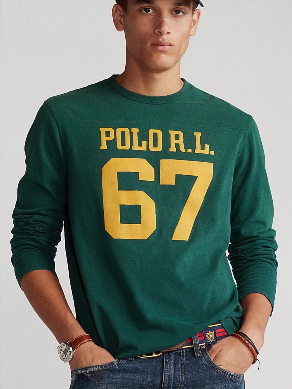 NWOT Ralph Lauren Polo Custom Slim Fit Jersey Graphic Long Sleeve Shirt Size L